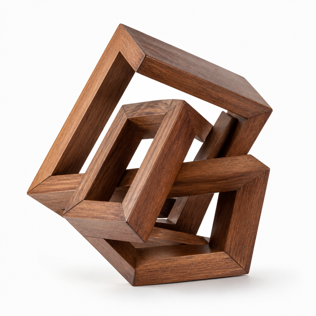 Modern Ahşap Geometrik Form Heykel
