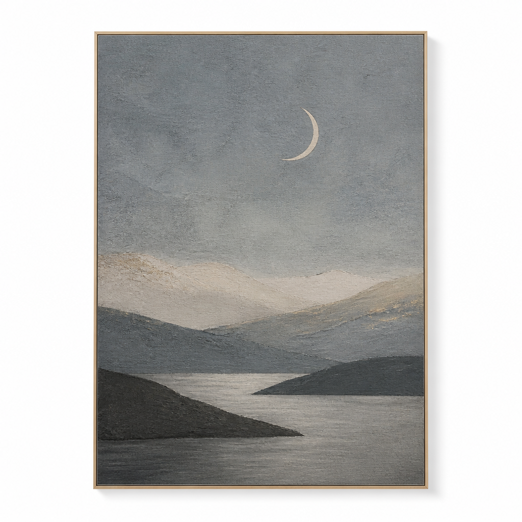 Minimalist Deniz Manzarası Tablo — Altın Detaylı