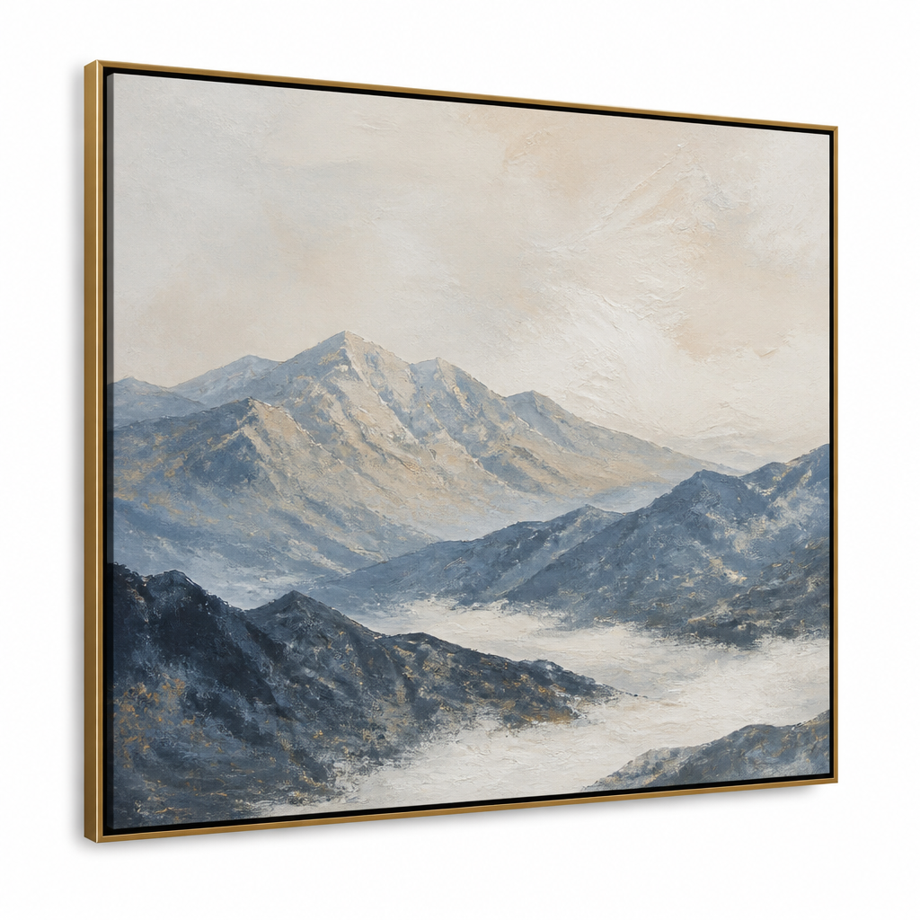 Minimalist Dağ Manzarası Tablo — Bordo Tonlarda