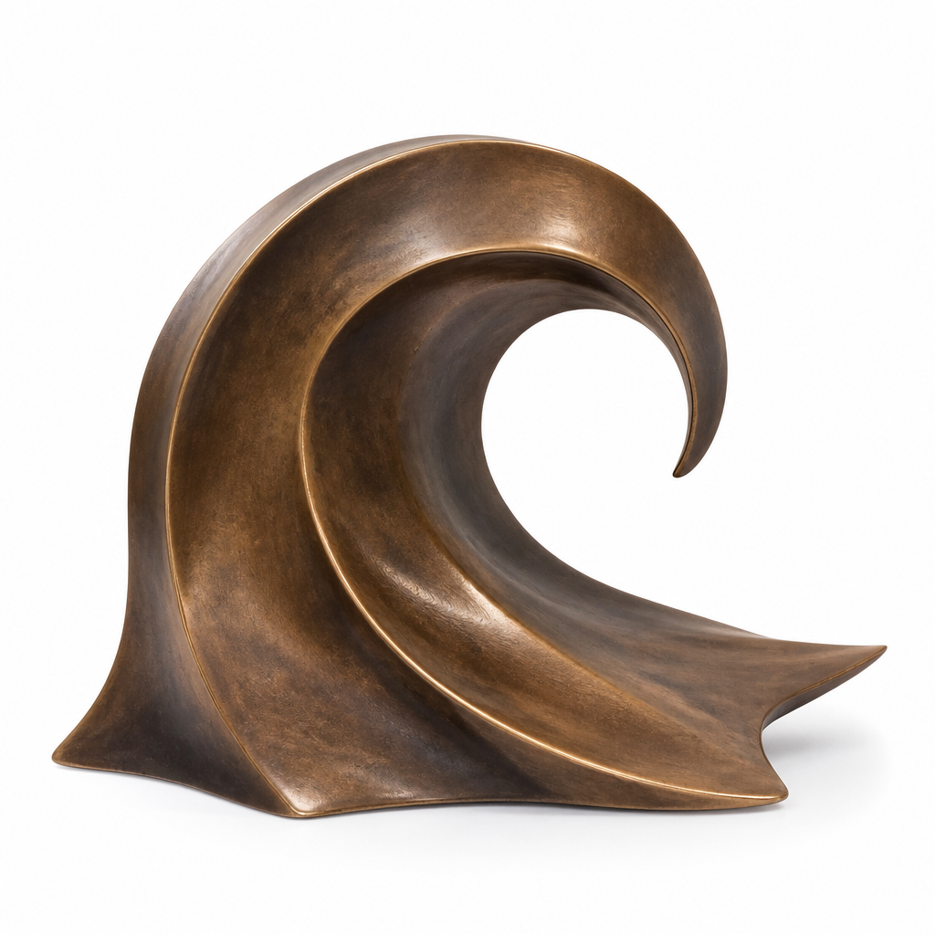 Modern Bronz Dalga Heykel
