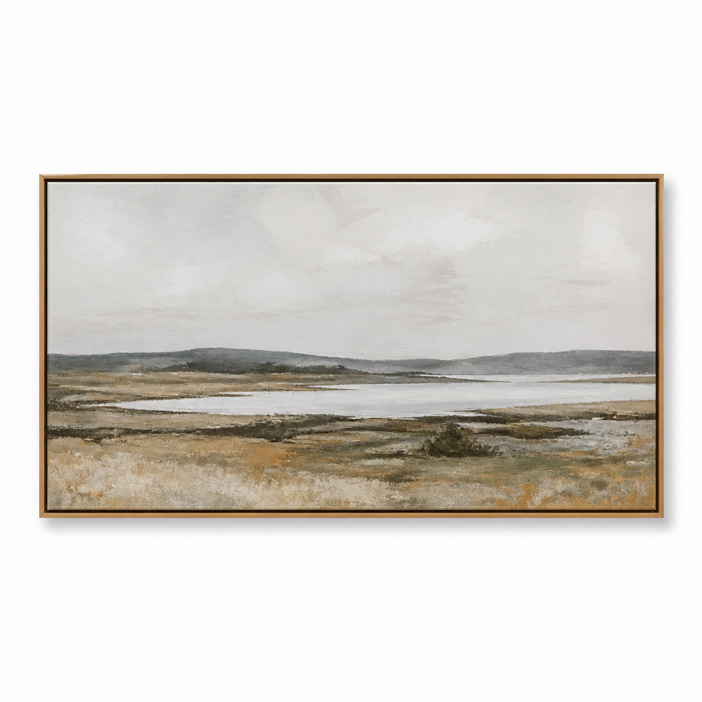 Minimalist Deniz Manzarası Tablo — Bordo Tonlarda