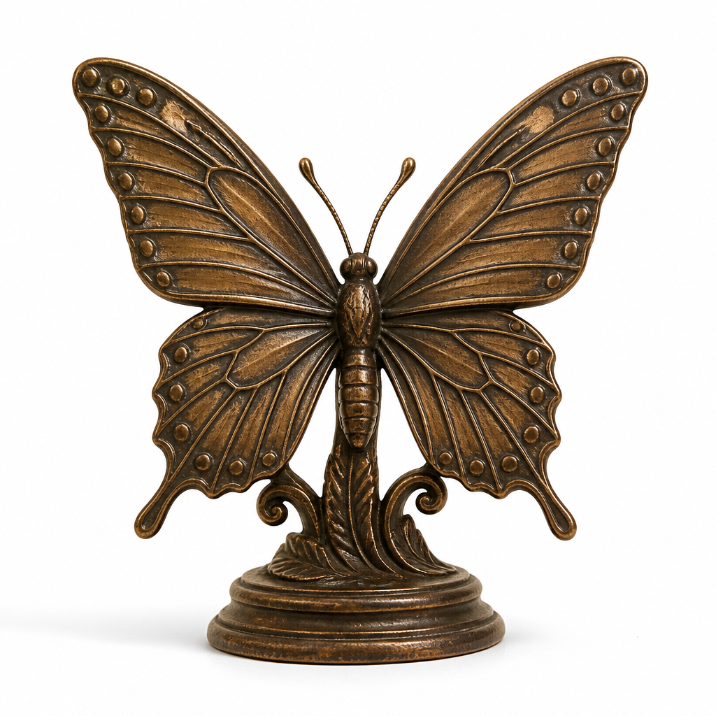 Vintage Bronz Kelebek Biblo