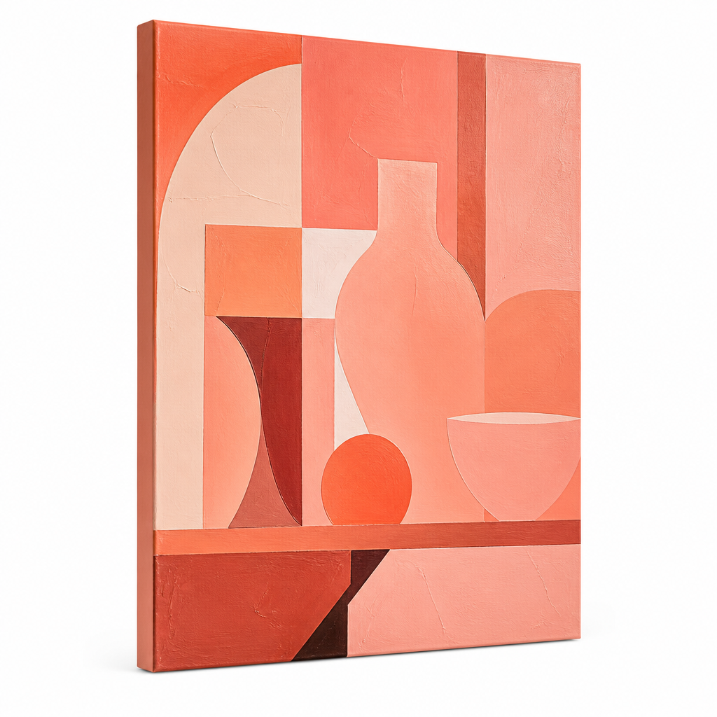 Geometrik Natürmort Tablo — Mercan Renkli