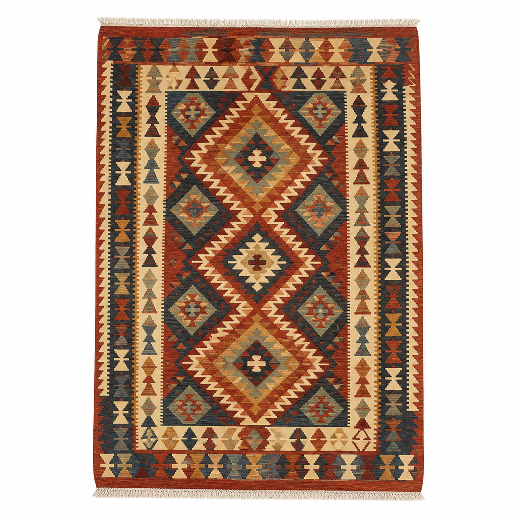El Yapımı Kilim Desenli Puf