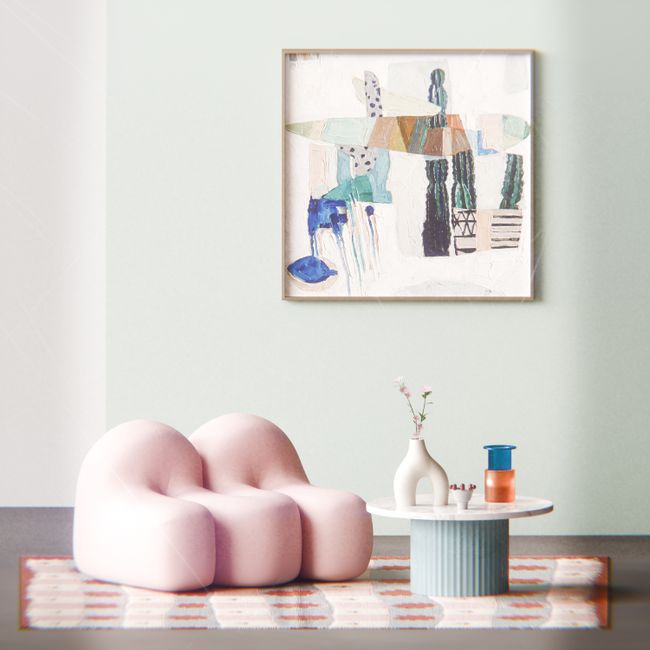 Dekoratif Çiçek Kompozisyonu Tablo — Pastel Tonlarda