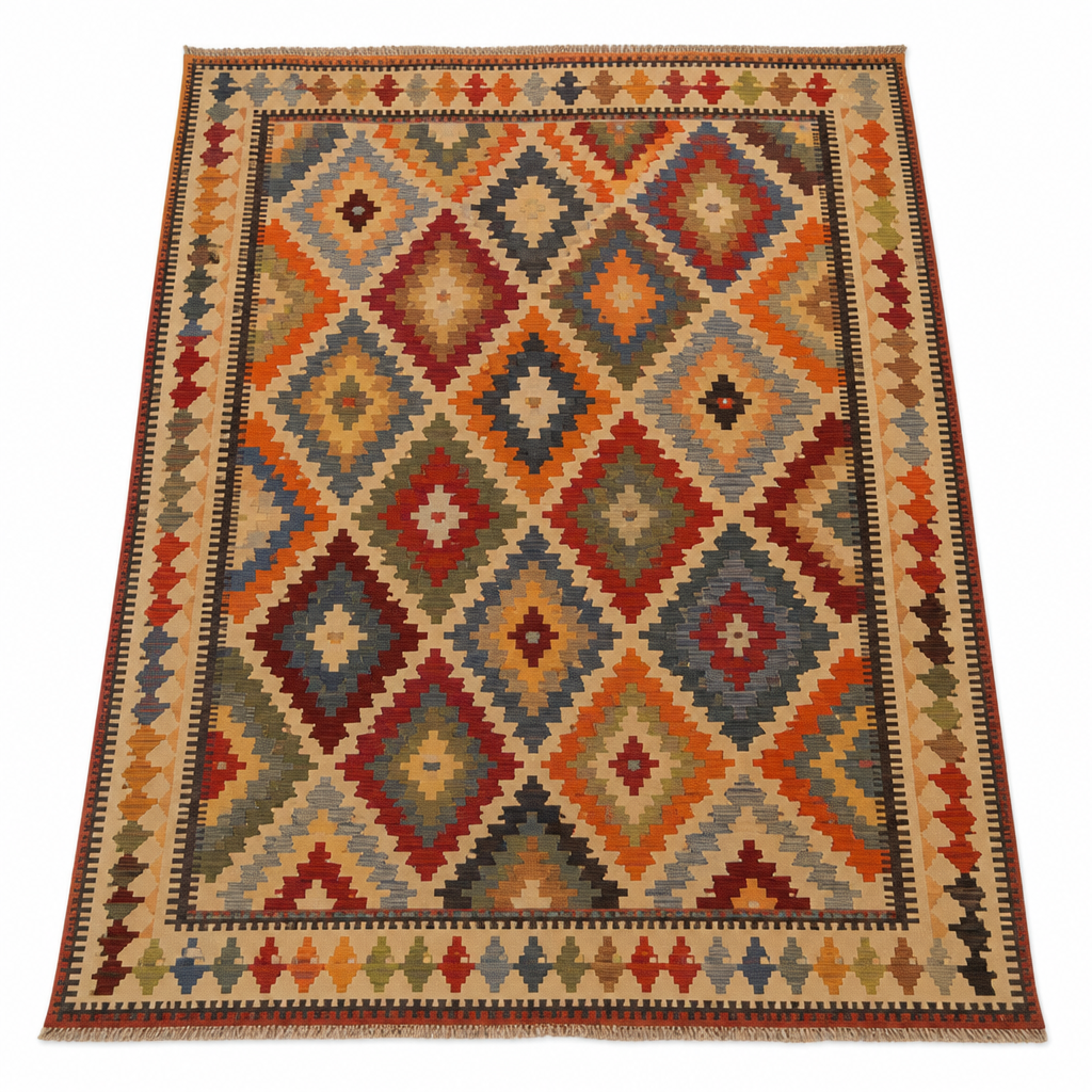 El Yapımı Kilim Desenli Puf