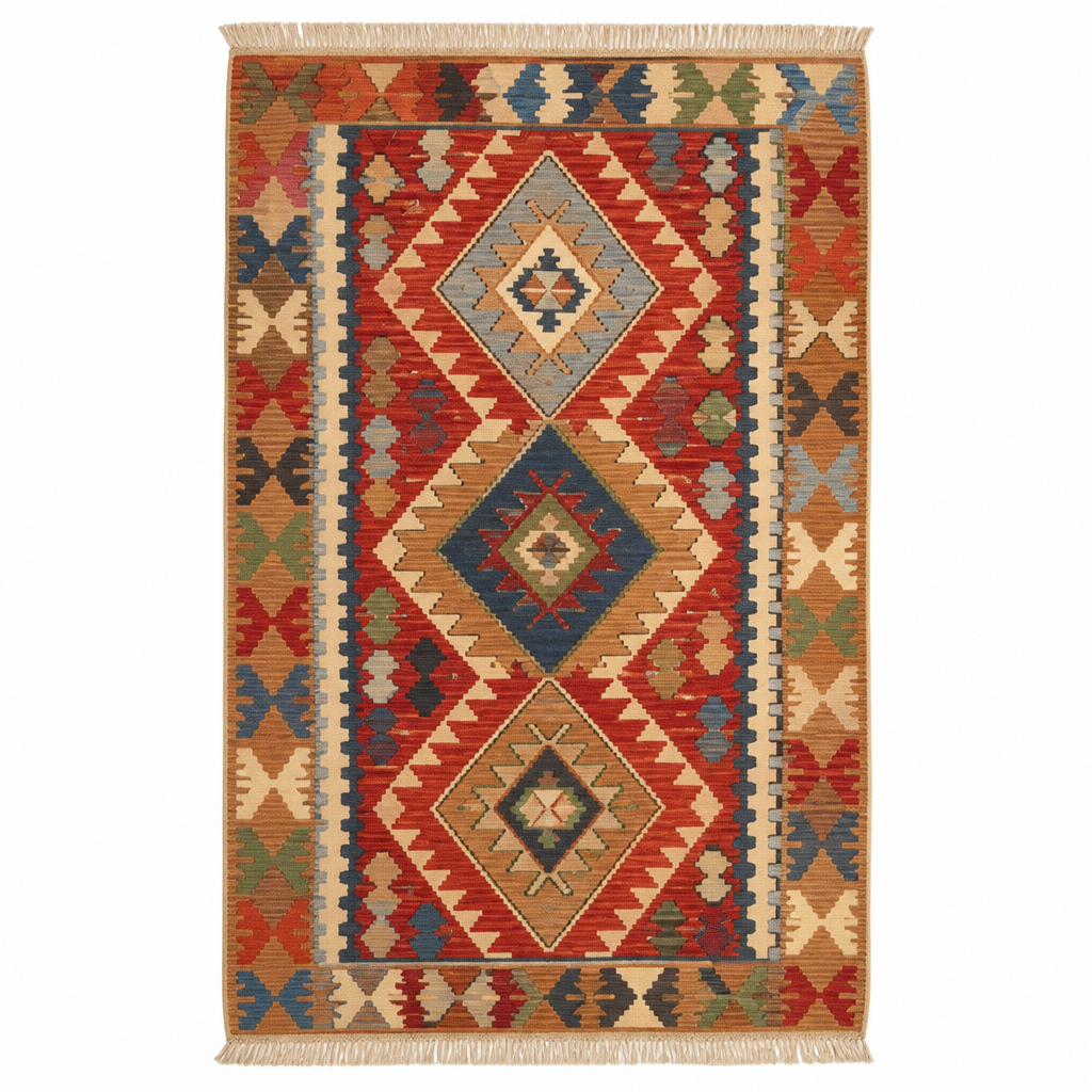 El Yapımı Kilim Desenli Puf